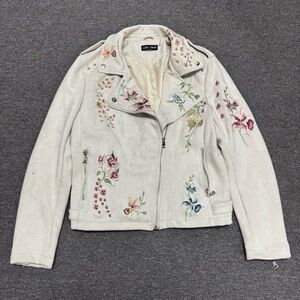 Love Token Vintage Faux Suede Embroidered Zip Up Jacket Size Large